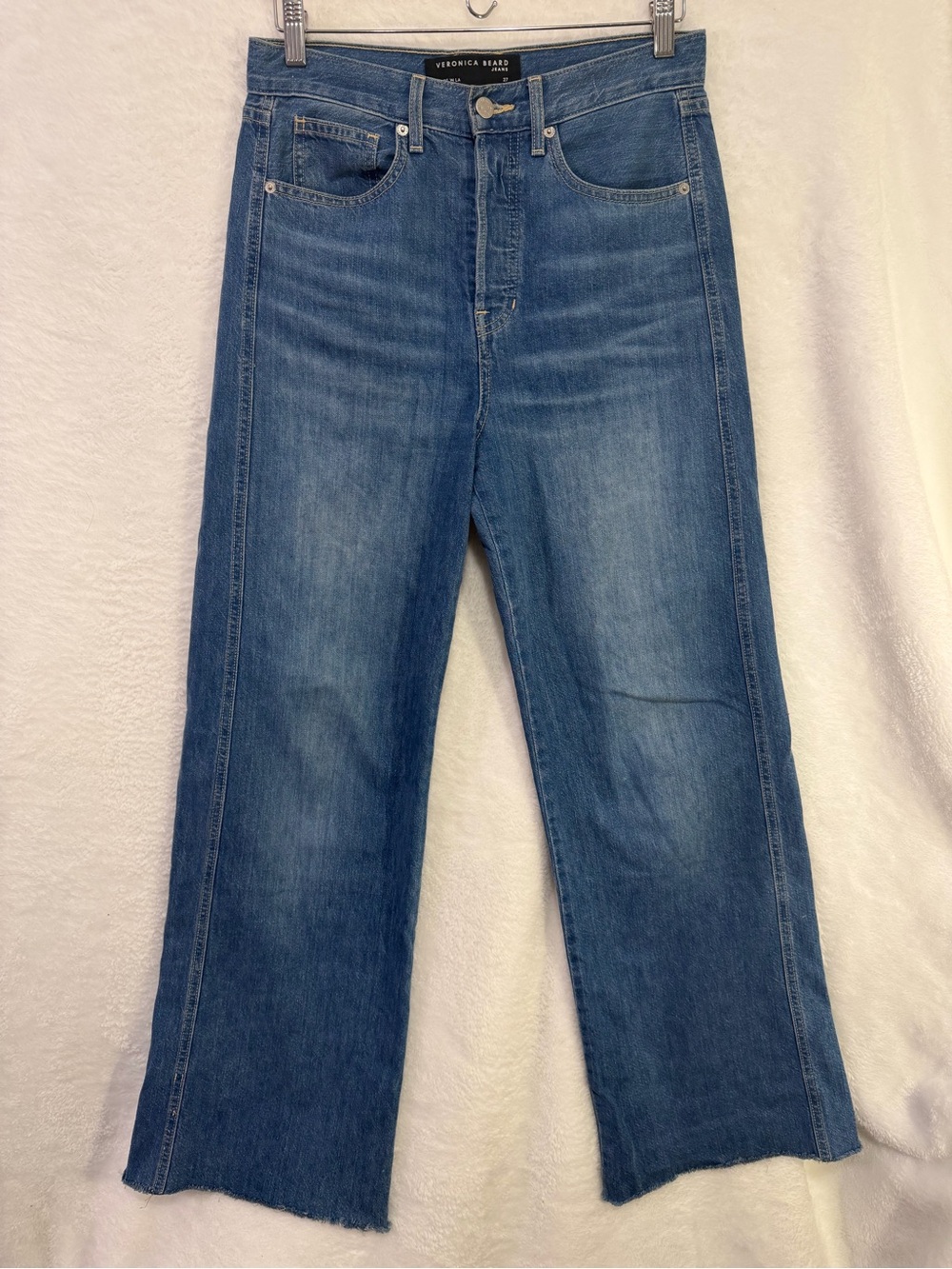 Veronica Beard Kasey Wide Leg Jeans Mid Rise Blue Size 27 Wide Leg Luxury Denim - Picture 2 of 15